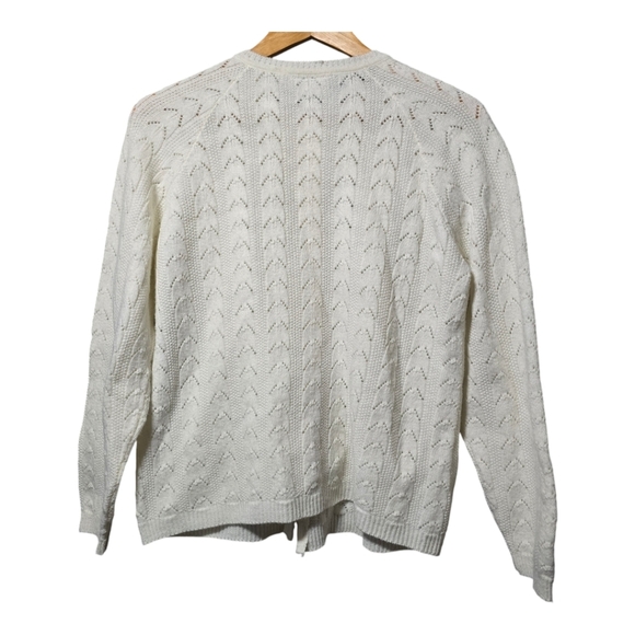 Vintage 50s Dotty Mann Cream Cable Knit Cardigan Cottagecore - Picture 8 of 8